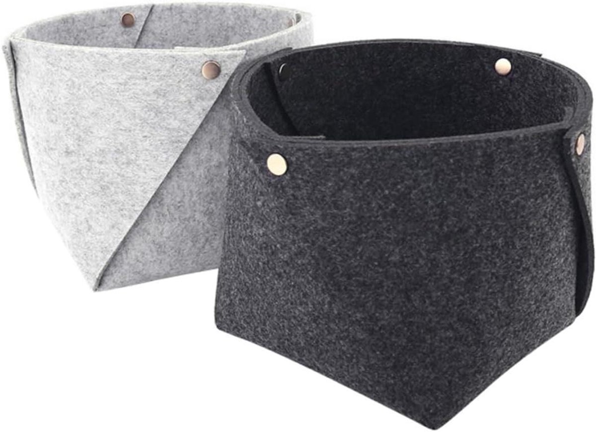 Viltmanden Set - Decoratieve Organizers - Opbergen Thuis - Opvouwbaar Ontwerp - 2 Stuks - Grijs