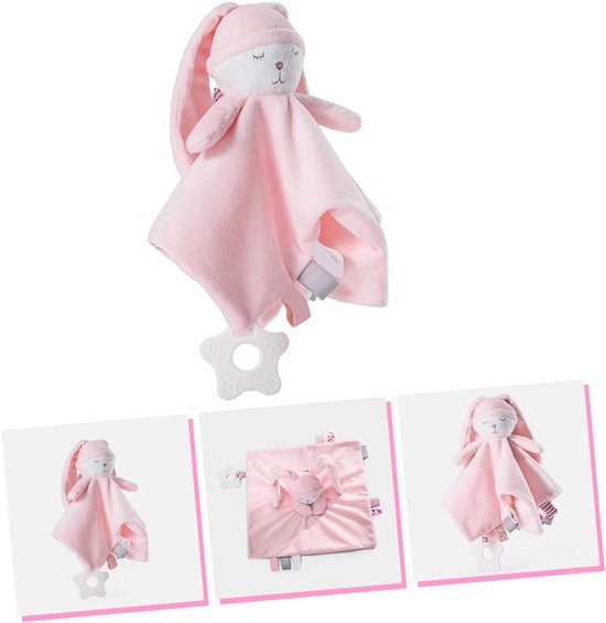 Knuffeldekentje met pop - Troostdoekje baby - Baby comfort - Zacht PP katoen - 25x25cm - Roze — afbeelding 5