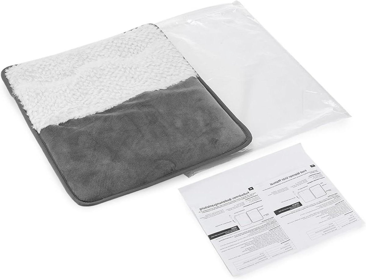 Elektrische Voetenwarmer - Verwarmde Mat - Warmte Ontspanning - Snelle Verwarming - 35x30cm - Grijs