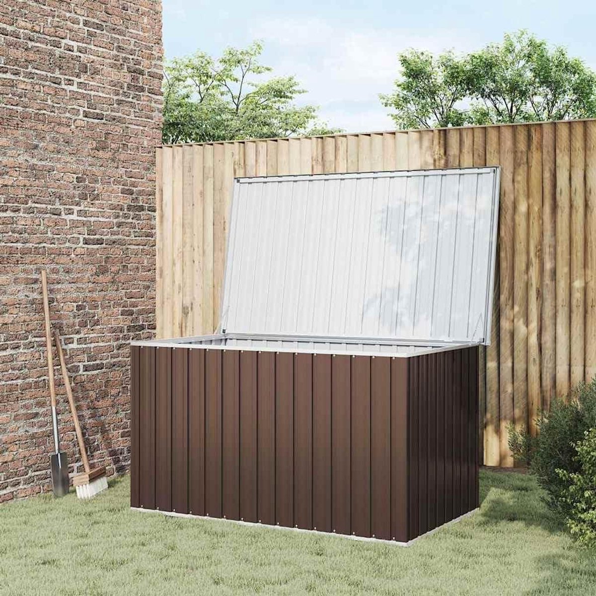 Tuinbox - Opbergkist - Buiten opbergen - Stalen frame - 171 x 99 cm - Bruin