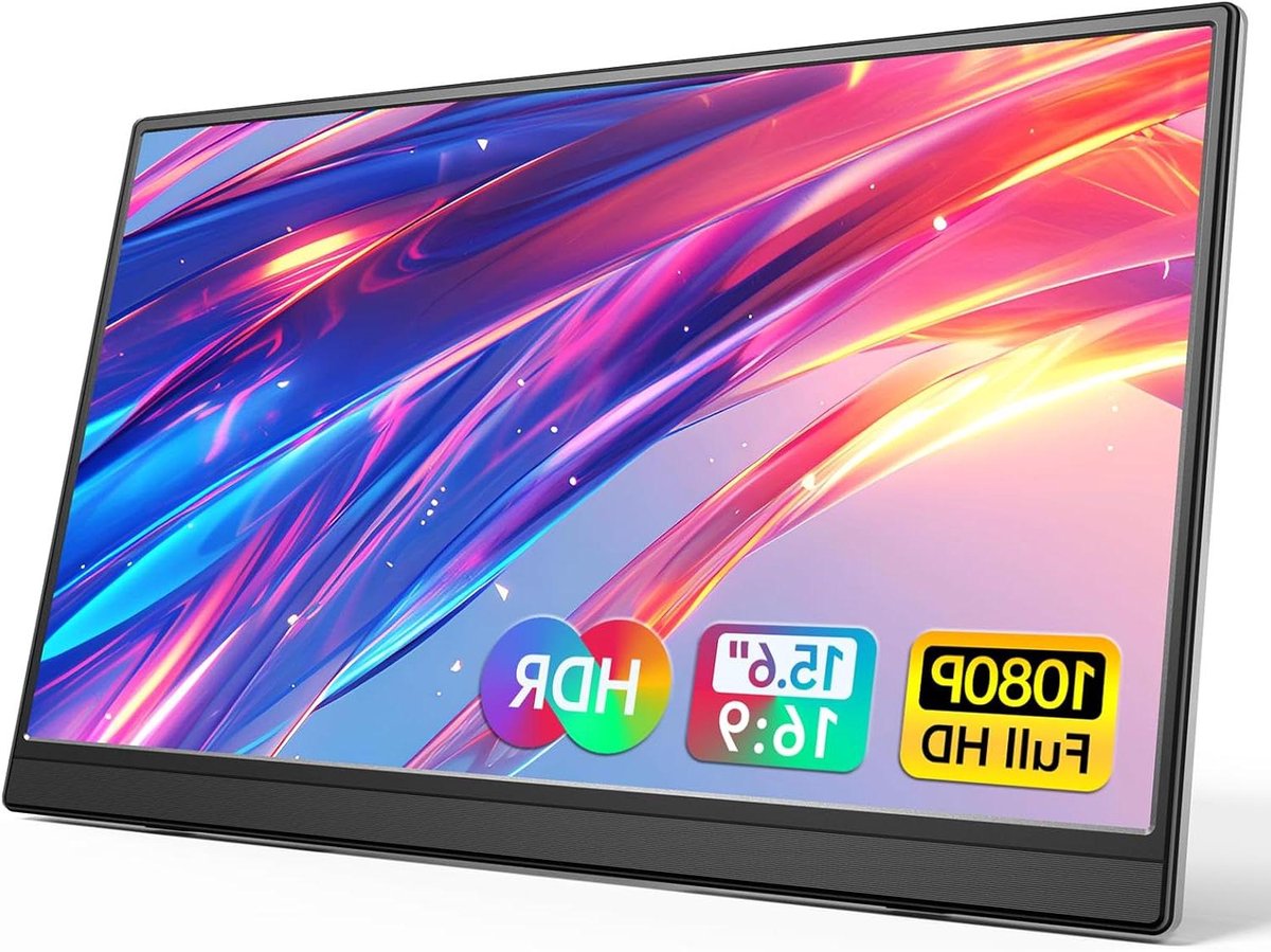 Draagbare monitor - Extra scherm - Productiviteit verhogen - Ultra-dun design - 156 inch - Zwart