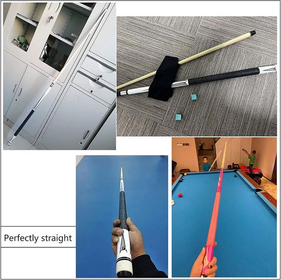 Biljartkeu Set - Poolstokken - Thuis Spelen - Tweedelig Ontwerp - 147 cm - Wit Zwart Roze van Merkloos — afbeelding 2