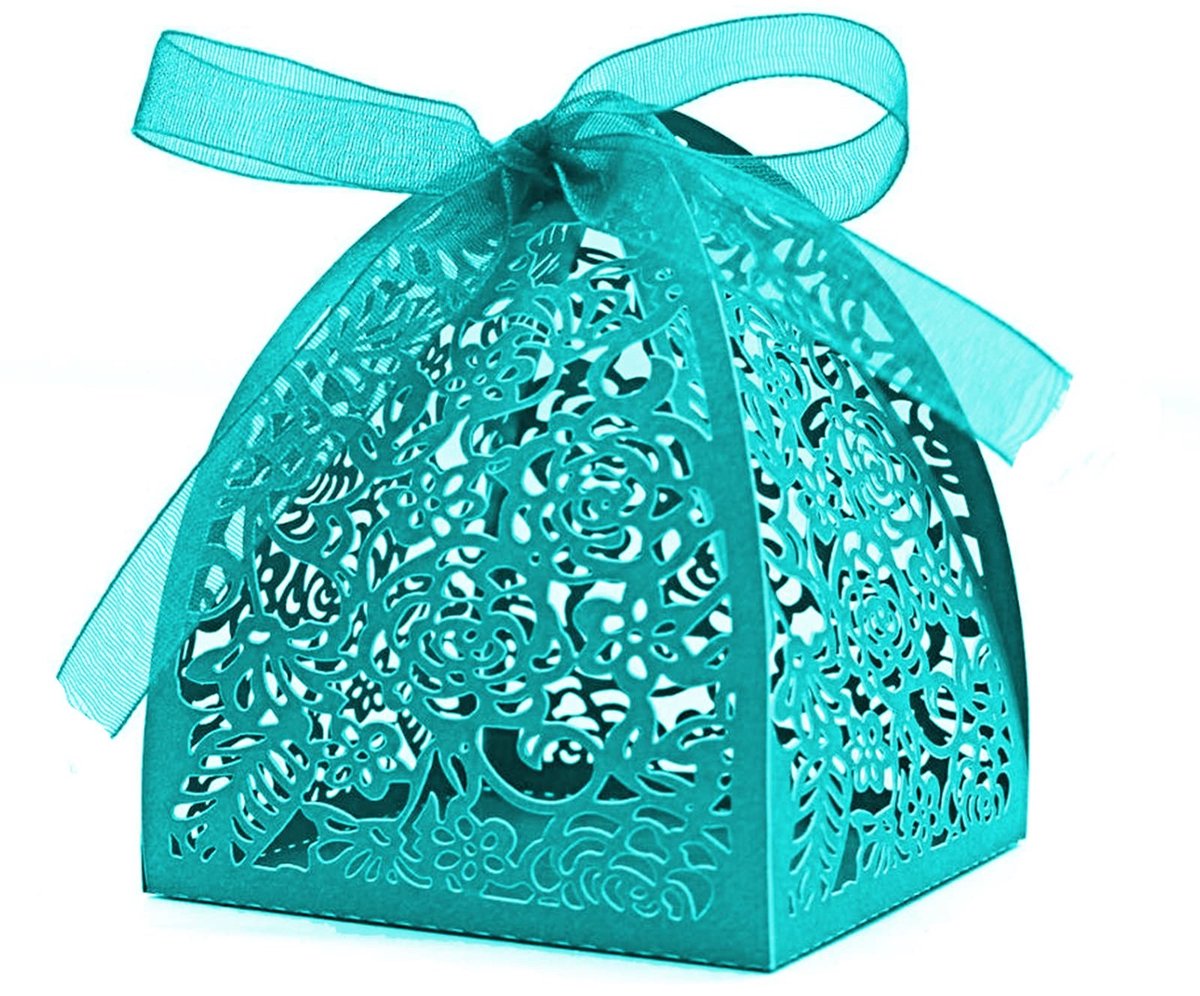 aladdien - Laser Cut Favor Doosjes - Trouwen - 50 Stuks - Verjaardagen - Skyblue - Luxe Doosjes - Geschikt voor Bruiloften - Skyblue