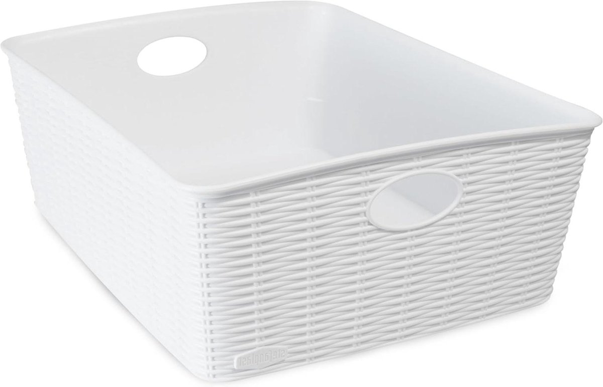 Opbergmanden Set - Lades Organizers - Ruimte Organiseren - Met Handgrepen - 3 Stuks 35cm - Wit