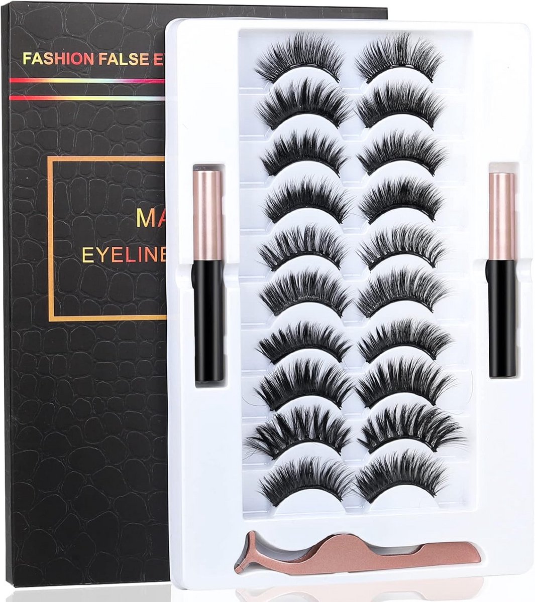 Magnetische Wimperset met Eyeliner - 5 Paar Herbruikbare 3D Valse Wimpers
