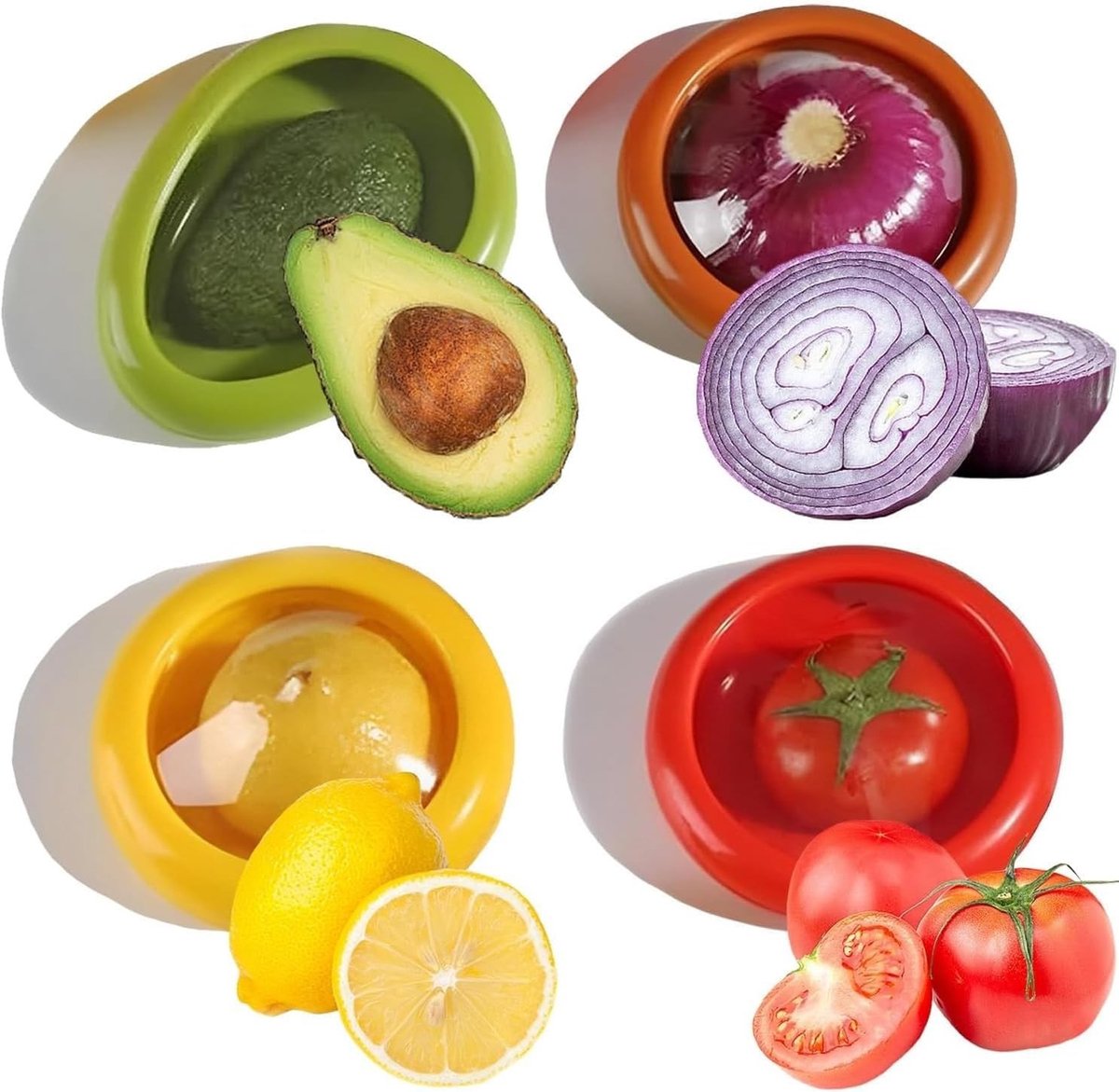 4-delige Herbruikbare Fruitopslagbox - Silicone Koelkastcontainer met Sluitdeksel