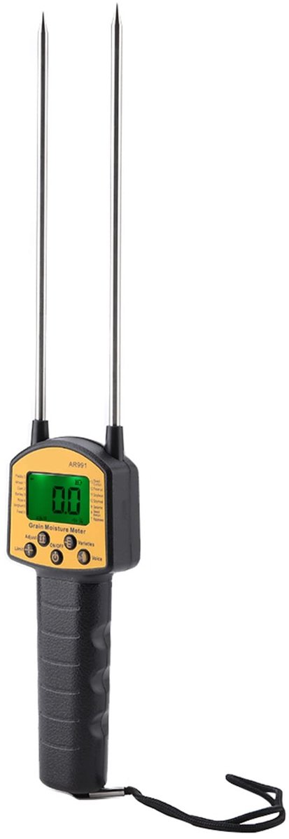 aladdien - Graan Vocht Tester - Digitale Vochtigheidsmeter - Handzaam Formaat - Graanmeter - Voor Tarwe Maïs Rijst Pinda Soja - Compact en Nauwkeurig