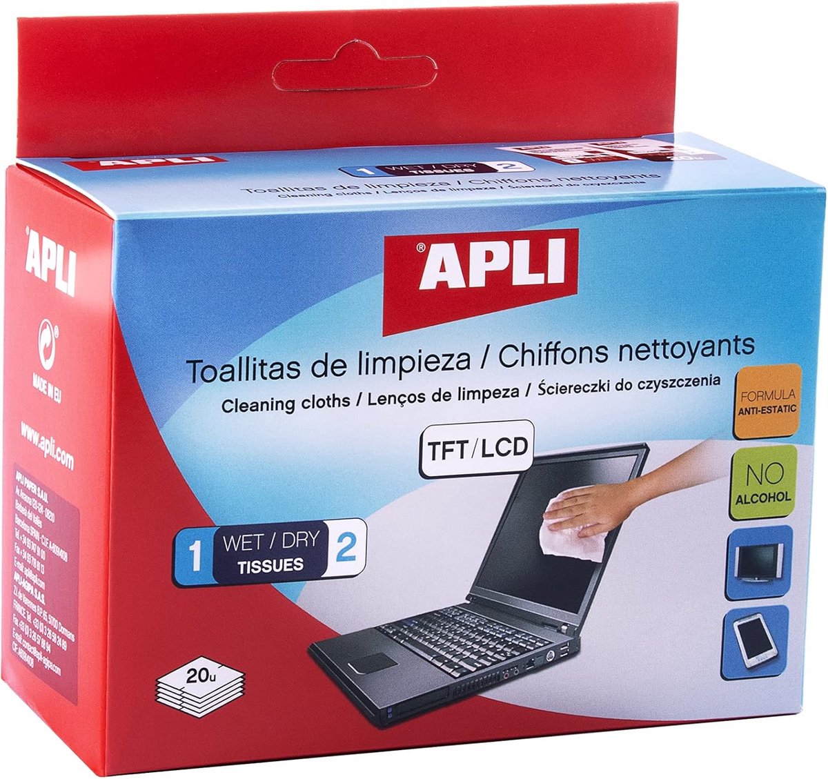 Reinigingsdoekjes voor Schermen en Laptops (Nat & Droog)