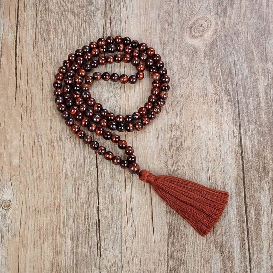 Yoga Necklace Jewelry Beads Long Tassel Necklace Jasper with 108 Mala Beads for Women or Men van Anita — afbeelding 3