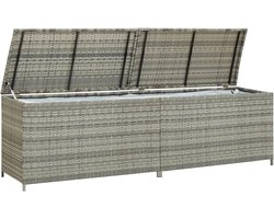 Gecheer Tuinbox, tuinkist van polyrotan, opbergdoos voor buiten, grote opbergdoos van polyrotan 200 x 50 x 60 cm, grijs