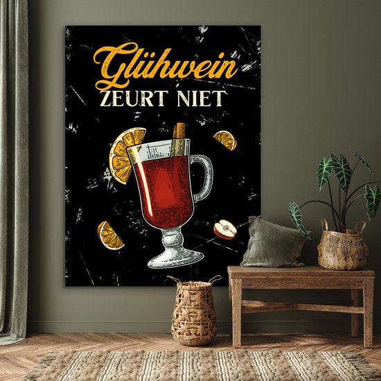 Décoration murale Métal - Peinture Aluminium Industriel - Vin chaud - Glas - Vintage - 120x160 cm - Dibond - Photo sur aluminium - Décoration murale industrielle - Pour le salon/chambre - Cadeau pour femme