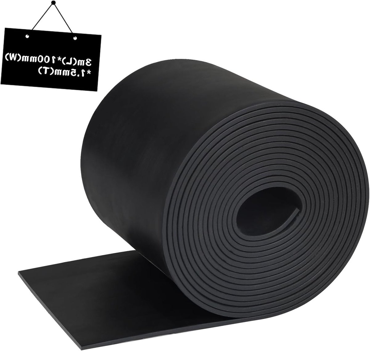 Rubber Strip van Neopreen, 100mm (W) x 1.5mm (D) x 3m (L), Ideaal voor Isolatie, Geluiddemping en Onderlagen