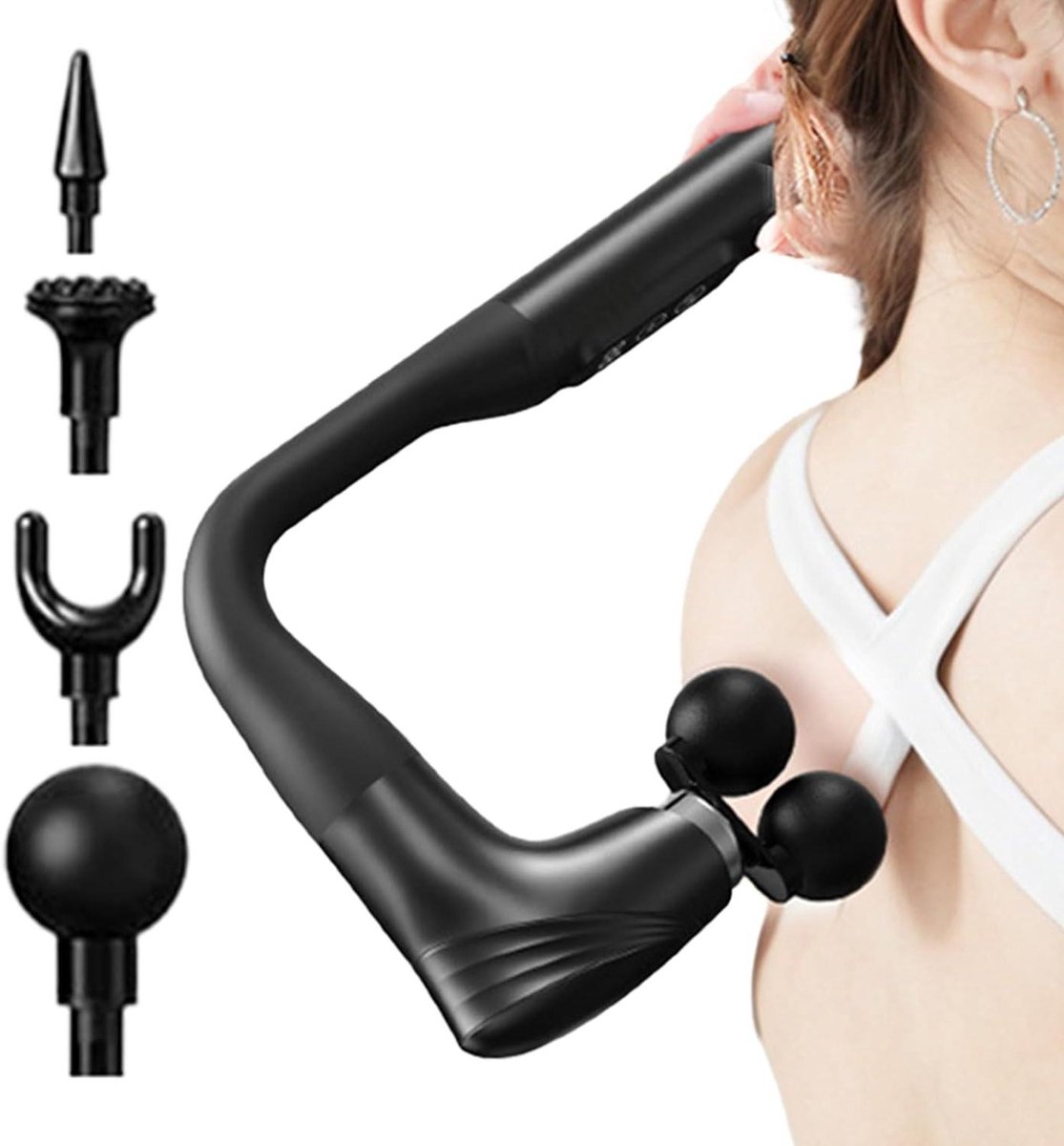 Elektrische Rugmassager - Draadloze Handmassager - Spierontspanning - Verwarmingsfunctie - 35.6 x 23 x 6 cm - Wit