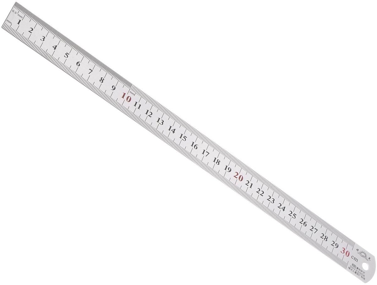 aladdien - Roestvrijstalen liniaal - 30cm liniaal - Duurzaam en stevig - Zilverkleurig - Voor architectonisch ontwerp - Perfect voor meten en tekenen
