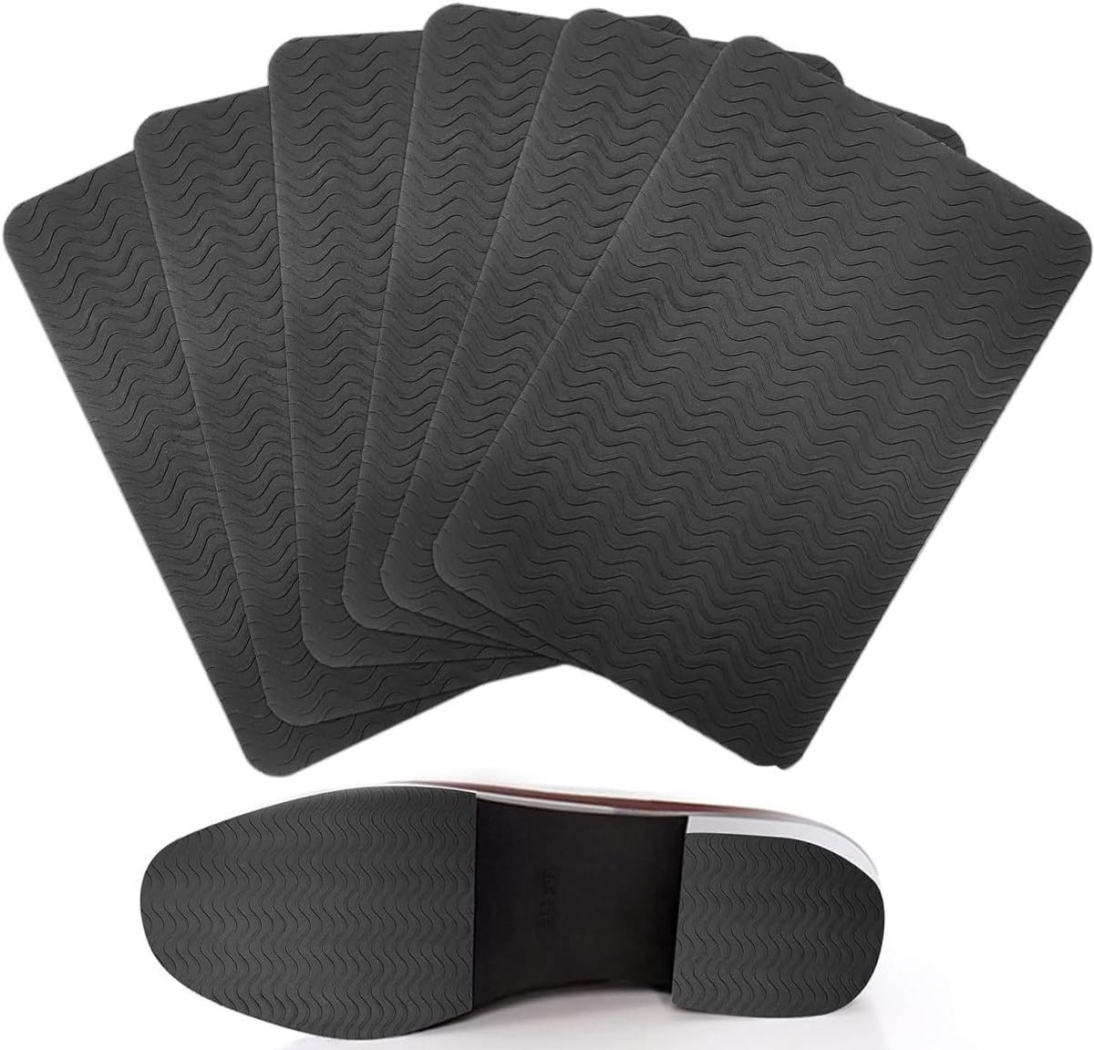 Set van 6 zelfklevende antislipzolen voor schoenen, rubberen pads voor extra grip en bescherming, geschikt voor alle maten (zwart)