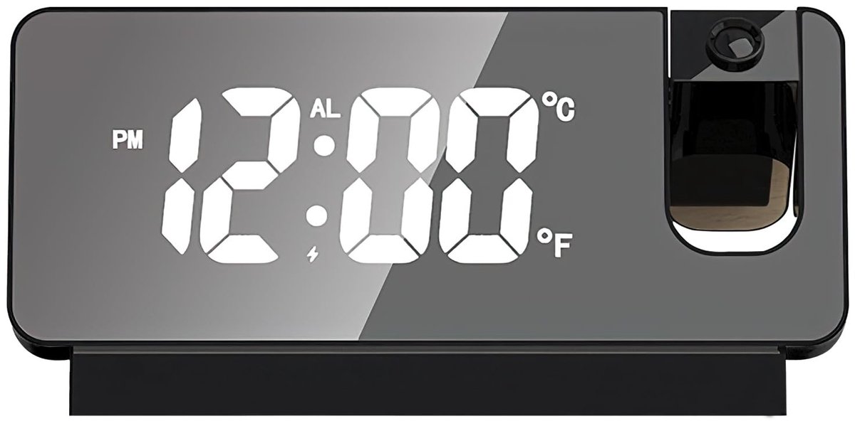 ONF3 - Projectiewekker - LED-wekker - Digitale klok met projectie - Wit - Sluimerfunctie - Geschikt voor thuis en kantoor