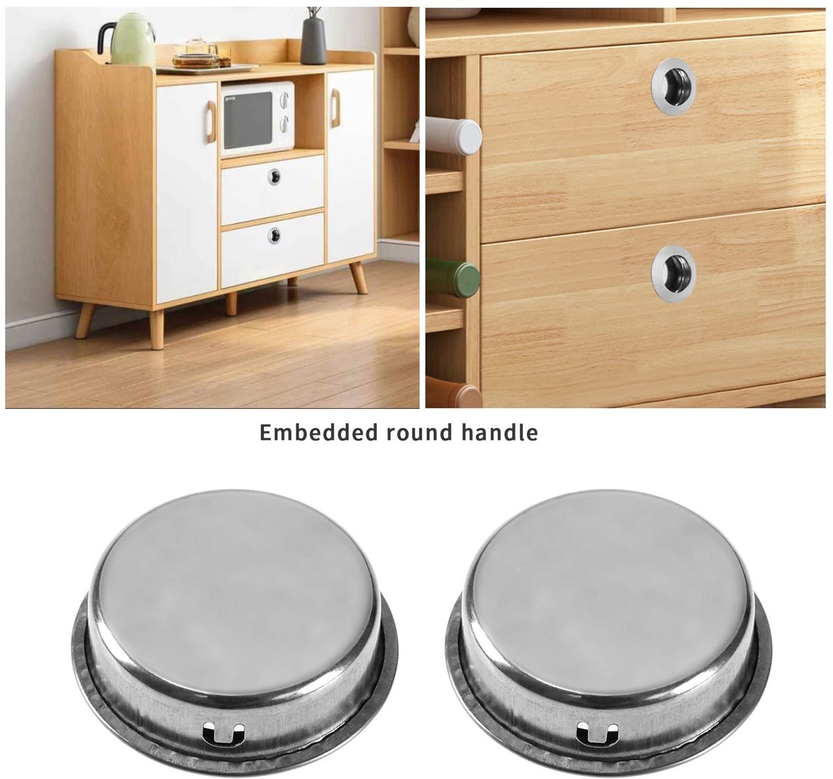 aladdien - Ronde Verzonken Trekhandgrepen - Versterk je Interieur - Zilver - Schuifdeur Handvatten - Ideaal voor Meubels - 10 Stuks