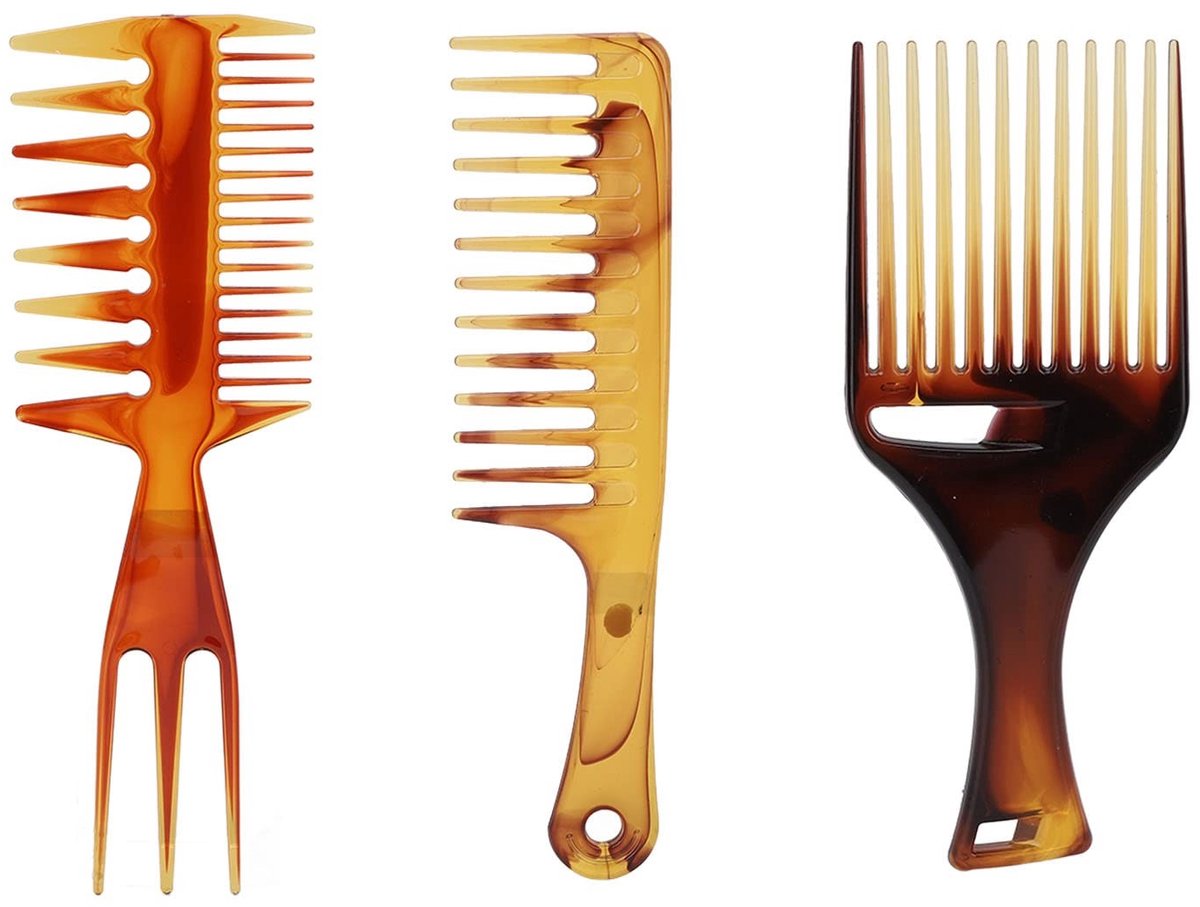 aladdien - Professionele Styling Kam Set - Haar Kam Set - Perfect voor Natuurlijk Krullend Haar - 3 Kamtypes - Ideaal voor Dikke en Steile Haartypes..