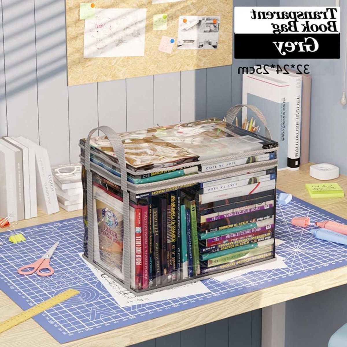Opbergzakken Set - Opbergdozen - Thuis Organiseren - Transparant PVC - 32 x 24 x 25 cm - Grijs