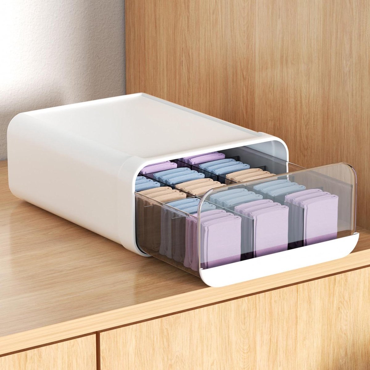 Ondergoed Organizer - Lade Indeler - Kleding Opbergen - Stapelbaar Ontwerp - 15 Vakken - Wit