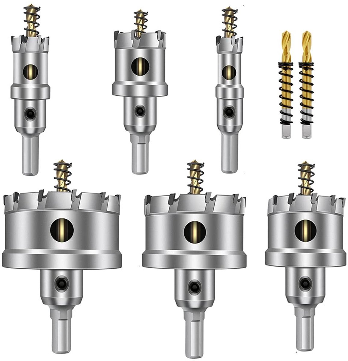 aladdien - 8-delige TCT-gatzaaggenset - Voor metaal en hout - Snelle en nauwkeurige gaten - Geschikt voor diverse materialen - Titanium-geplateerde ..