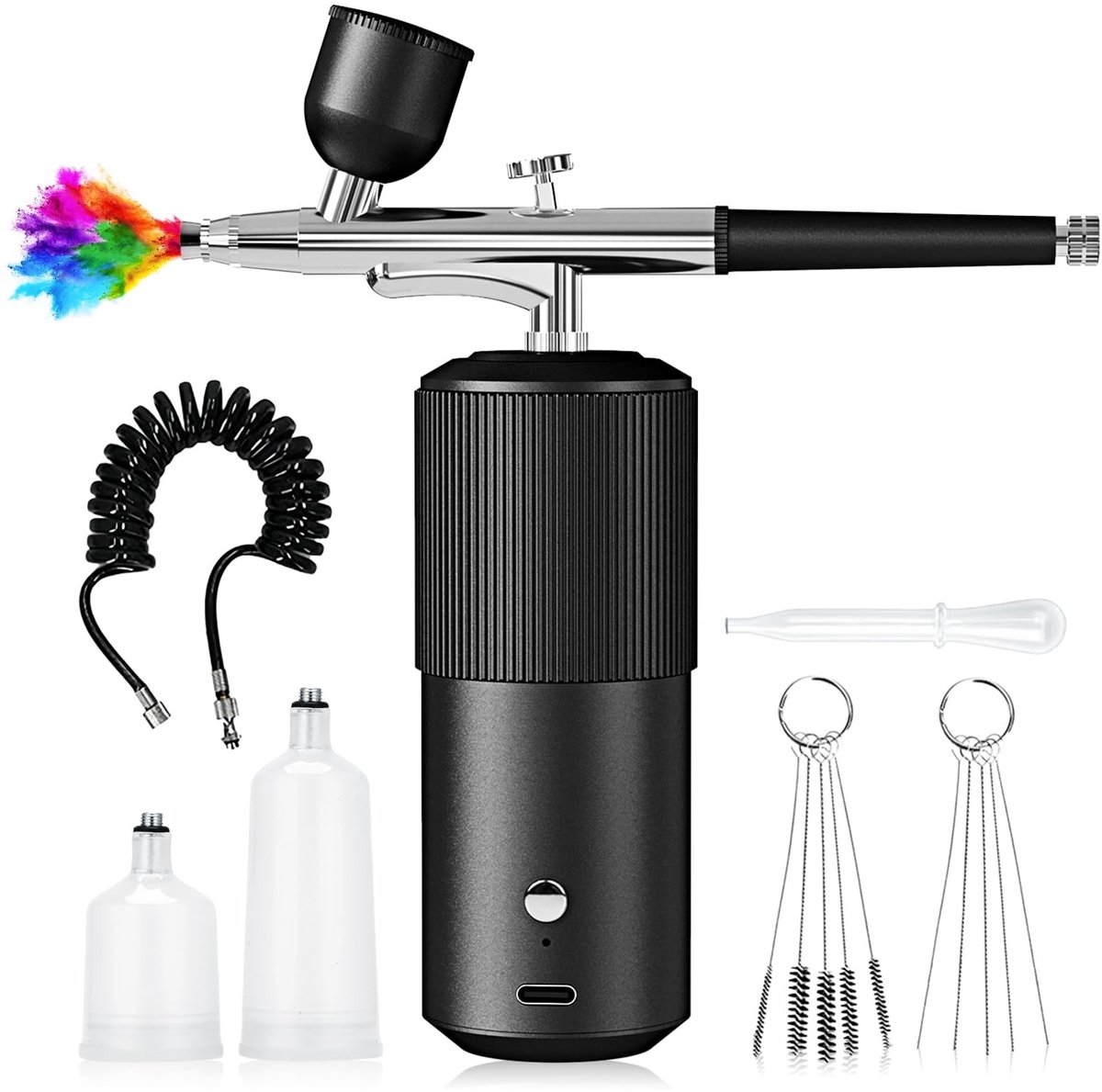 aladdien - Draadloze Airbrush Set - USB Opladen - Perfect voor Make-up en Creaties - Handig in Gebruik - Voor Nageldecoratie - Inclusief Multifuncti..