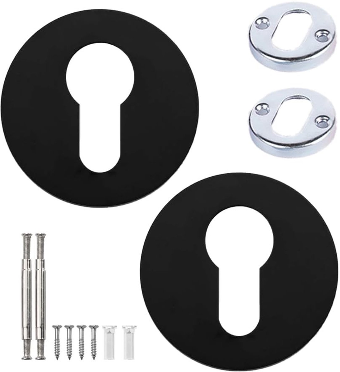 ONF3 - Euro Escheon Cover - Sleutelgat Cover - Robuuste Metalen Constructie - Mat Zwart - Duurzaam en Elegant - Geschikt voor Deuren - 2 Stuks