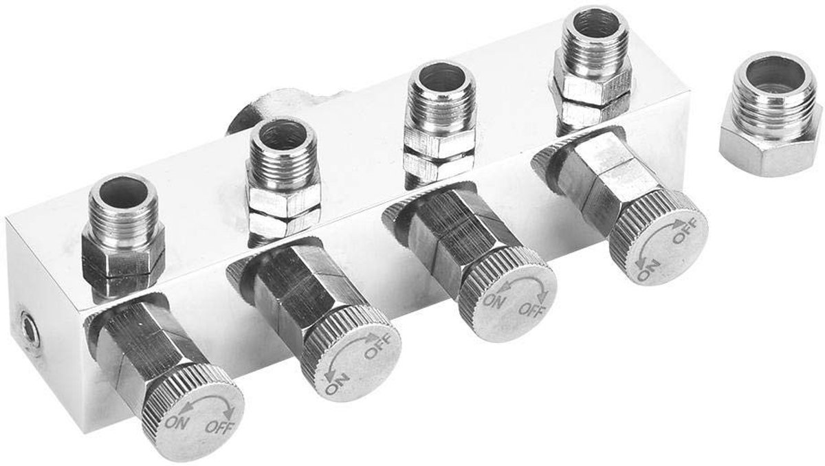 aladdien - Aluminium Lucht Slangverdeler - 4-Weg Doseringsverdeler - Airbrush Adapter - Geschikt voor airbrushen - Efficiënt luchtbeheer - Ideaal vo..