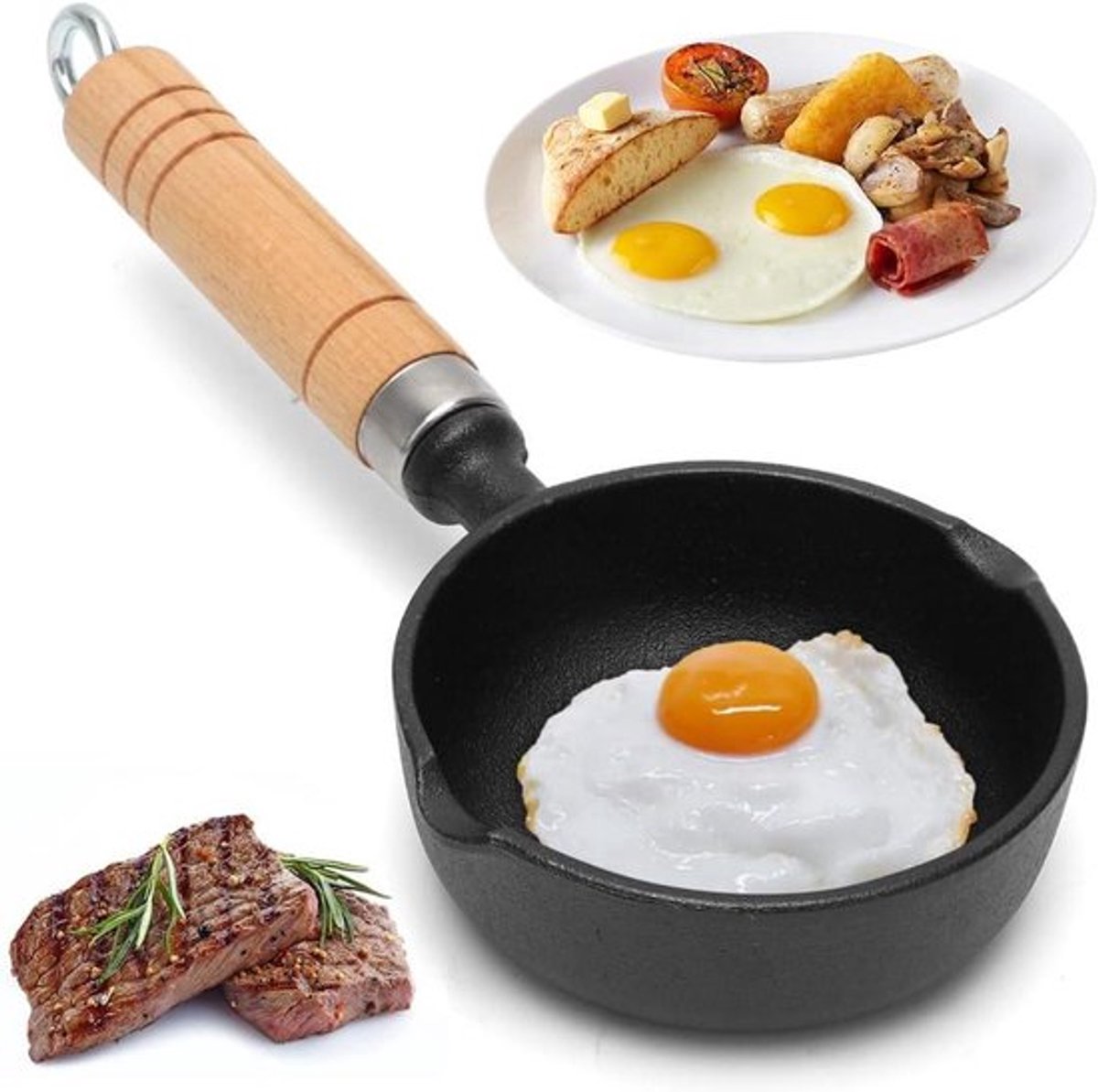 Gietijzeren pan inductie 11 cm voor spiegelei en meer!