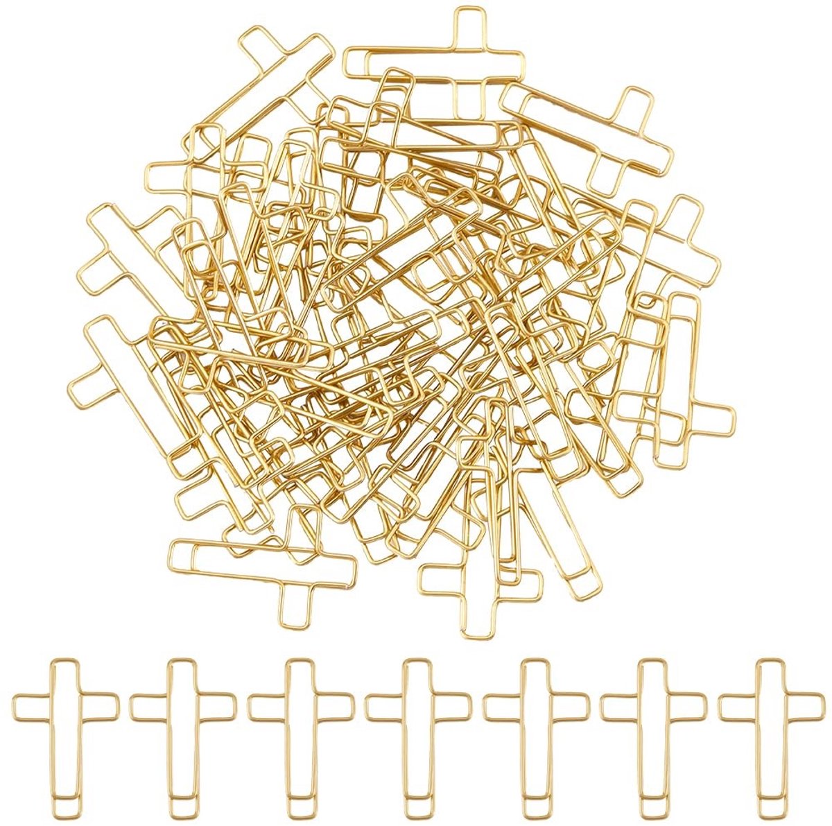 aladdien - Cross Paper Clips - Paper Clips voor Bijbelbinder - Gouden Kleur - Bookmark Clips - Kantoorbenodigdheden - Geschikt voor School en Thuis