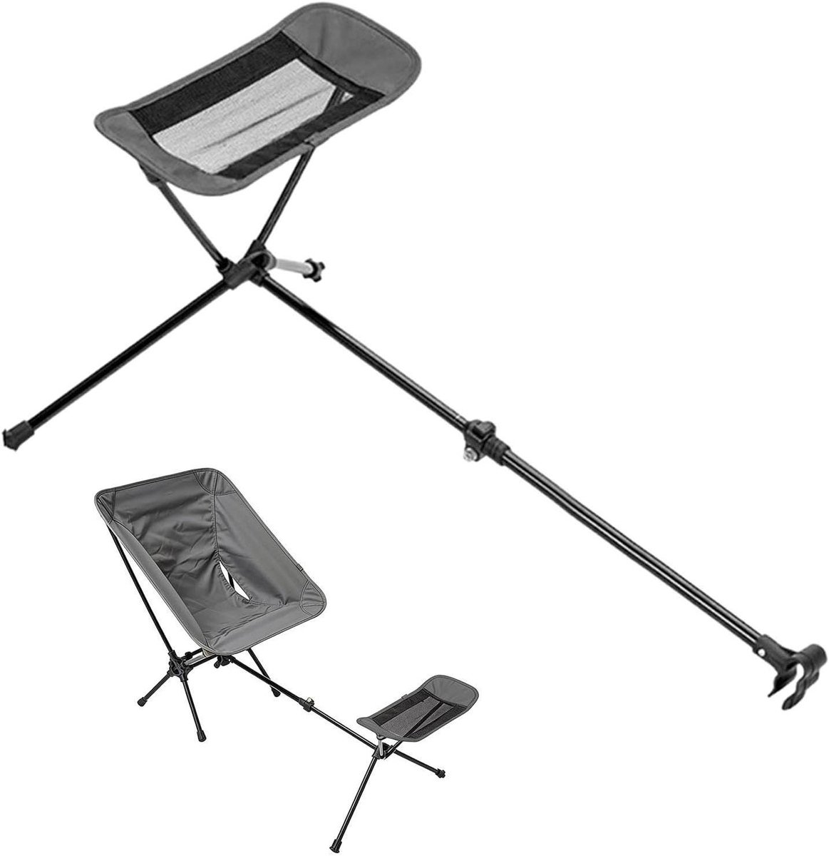 Opvouwbare Voetsteun - Draagbare Kruk - Buiten Ontspannen - Wiebelvrij Comfort - 44 x 10 x 5 cm - Zwart