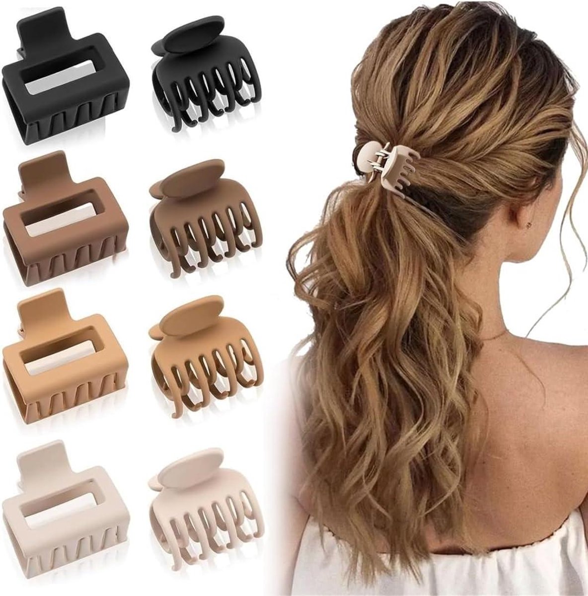 Haarklemmen Set - Haarspeldjes Dames - Kapsel Maken - Dubbele Rij Grip - 4 cm - Mat Zwart