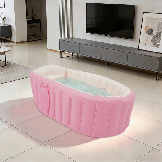 Babybadje Opblaasbaar Kinderbad 77*40*25cm Roze Draagbaar Opvouwbaar Reisbad Mini-Luchtzwembad — afbeelding 4