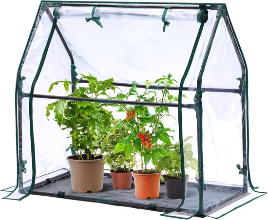 Mini Kas - Broeikas - 91 x 46 x 84 cm - Plantentent voor Binnen & Buiten - Transparant PVC - Kweekkas met Deur en Ritssluiting - Inclusief Waterdichte Pad - Mobiele Kweekkas - Bescherming tegen Vorst & Regen - Balkon & Tuin - Kweekbak
