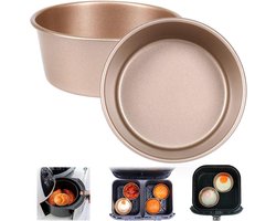 Eiervormen voor Airfryer, 2 Stuks Ramekin Accessoires, 10cm Rond, Herbruikbaar Koolstofstaal, Perfect voor Gepocheerde Eieren en Bakken