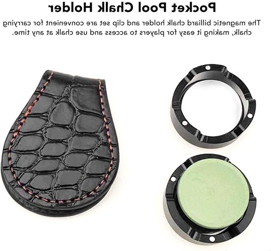 Draagbare Magneet Chalkhouder voor Biljart, Snooker en Pool - Leer Chalk Clip voor Cue Accessoires — afbeelding 3