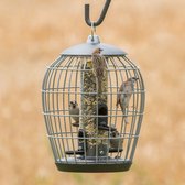 CJ Wildlife Voedersilo met Beschermkooi voor Tuinvogels - Aura - Vogelvoedersilo voor Kleine Vogels - Vogelvoederhuisje - Hangend & Staand mogelijk - Vogelvoer Silo - Groen