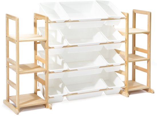 YONO Speelgoedkast met 12 Opbergbakken - Speelgoed Opberger - Boekenkast Kinderkamer - Hout - Speelgoedkist en Boekenrek Kind - Kinderkast met Manden - XL — afbeelding 2