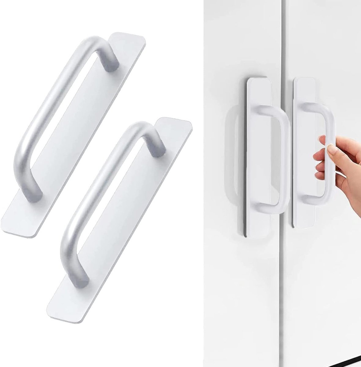 Zelfklevende Meubelhandgrepen, 2 Stuks, Aluminium Kastgrepen, Zilver, Geen Boren, 148 mm, Ideaal voor Koelkasten, Kasten en Deuren in Keuken en Balkon