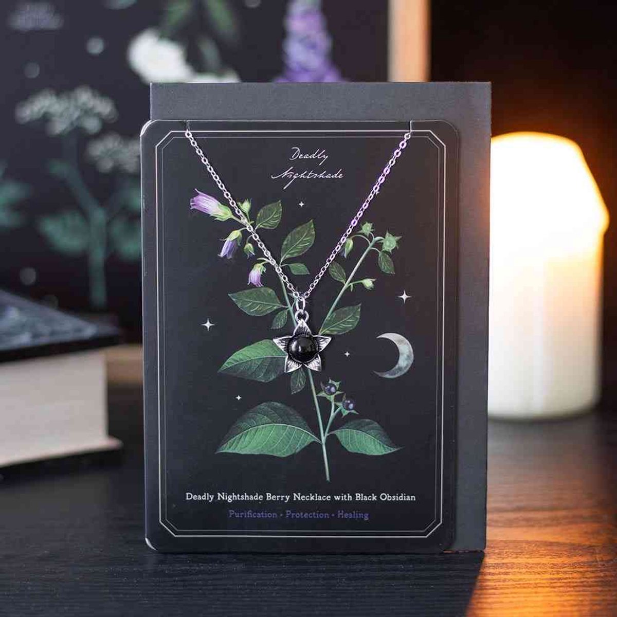 Something Different - Deadly Nightshade with Black Obsidian Kaart met ketting - Multicolours