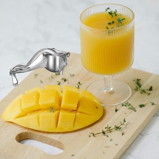 Citruspers - Citroenpers - Aluminiumlegering - Limoenpers - Sinaasappel juicer - Handpers - Handmatige Fruitpers - Handcitruspers - Citrusknijper - Geschikt voor keuken, bar, picknick in de buitenlucht - 21*11*10cm - Zilver — afbeelding 3