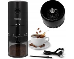 Elektrische koffiemolen, draadloos, 30 W, kegelmolen met keramisch maalwerk, USB-C batterij 2000 mAh, instelbare maalgraad, draagbare espressomolen voor thuis en op reis, 25 g, roestvrij staal