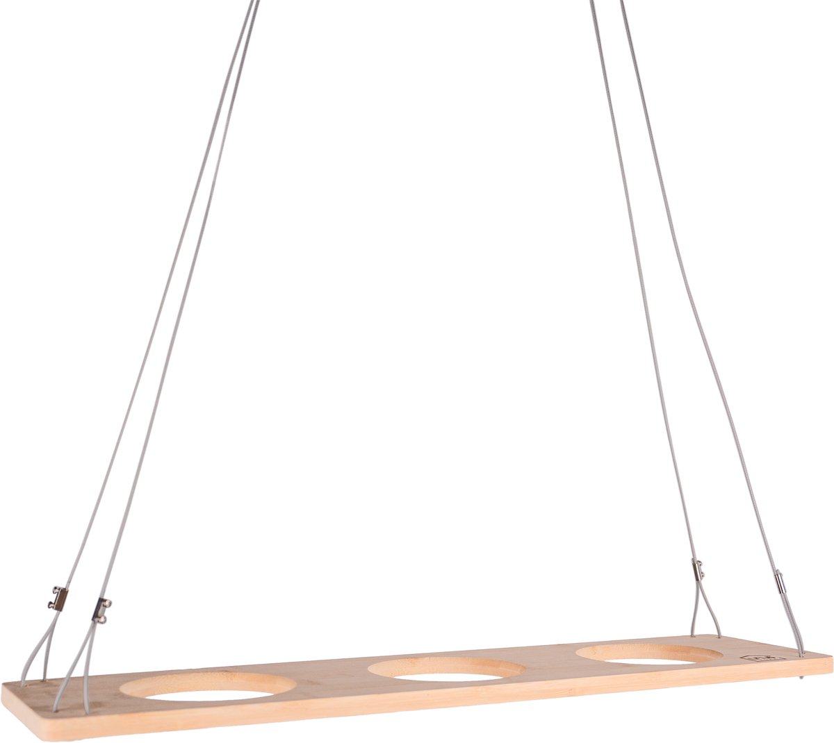 UNUS® Kruidenrek van bamboe hangend 60x16 cm met staalkabel ophanging en potopeningen