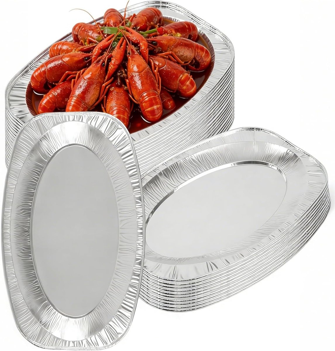 Grote wegwerpserveerschaal van aluminium, 30 stuks buffetbakken voor feesten, oven- en vriezerbestendig, 35 x 23,5 cm, ideaal voor catering en evenementen