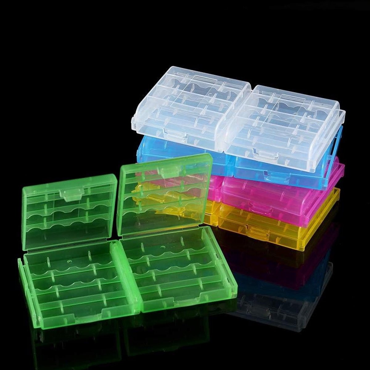 Batterijhouders - Opbergdoosjes - Batterijen Organiseren - Stapelbaar Ontwerp - 10 Stuks - Mix van Kleuren