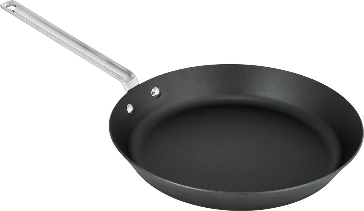 Koolstofstalen Koekenpan - Koekenpan - Professioneel Koken - Hoge Temperatuur - 30 cm - Zwart