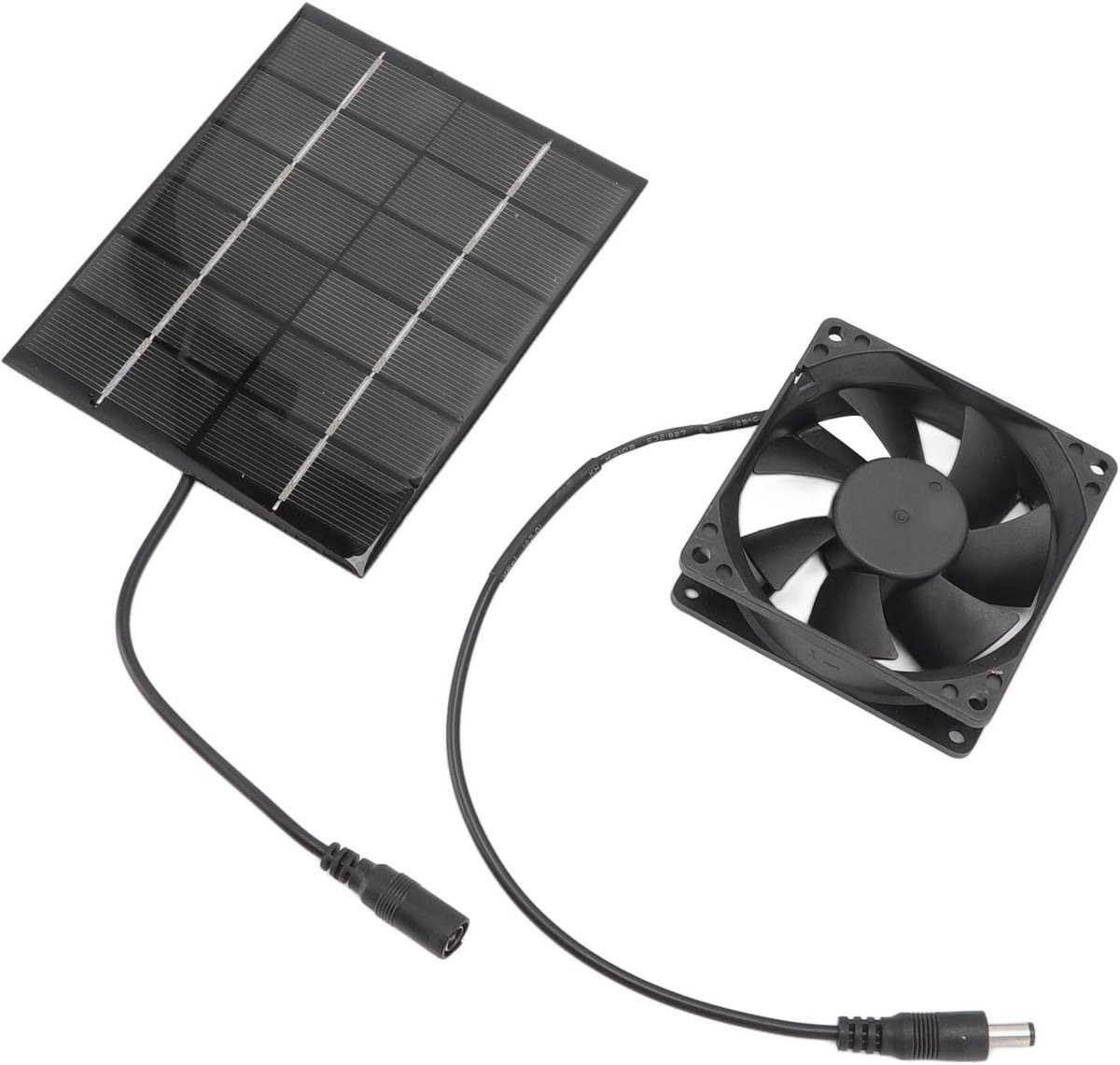 Zonnepaneel Ventilator - Luchtcirculatie Fan - Serre Schuur - Dubbel Veiligheidsnet - 6 Volt 2 Watt - Zwart