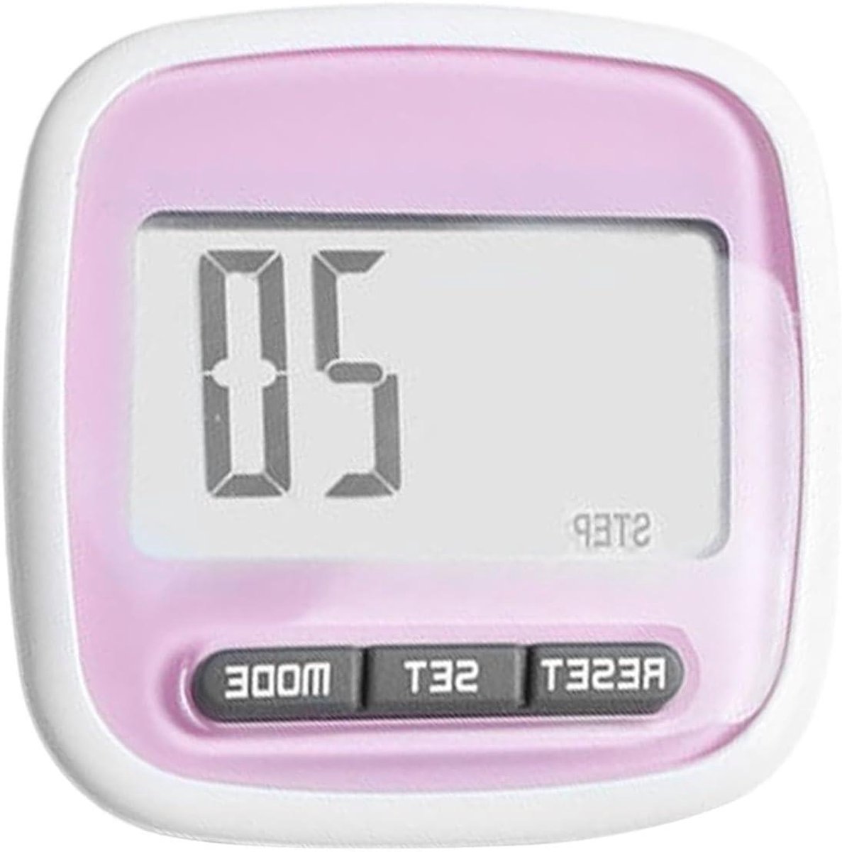 Wandelstappenteller - Fitness Tracker - Activiteit Meten - Grote Cijfers - 5x5x2cm - Roze