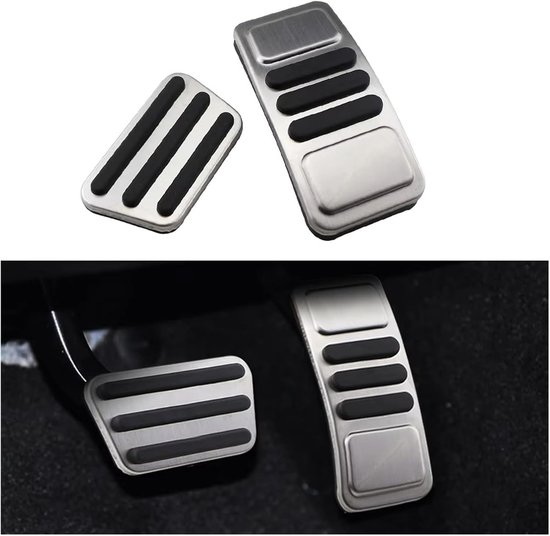 Auto Pedaal Covers - Gas Rem - Veiliger Rijden - Antislip Oppervlak - Set van 3 - Zilver Zwart — afbeelding 4