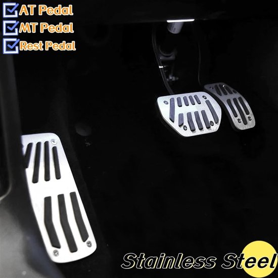 Pedaal Covers - Auto Pedalen - Verbeterde Grip - Roestvrij Staal - One Size - Zilver Zwart — afbeelding 4
